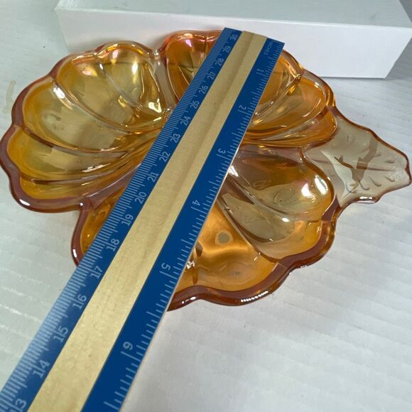 VTG Jeannette Glass Doric Iridescent Marigold 3-Part Candy Dish(1935-1938) - Picture 5 of 5